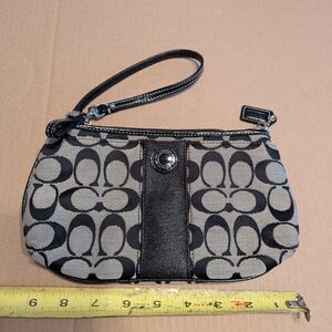 Coach Signature Black and Gray Wristlet